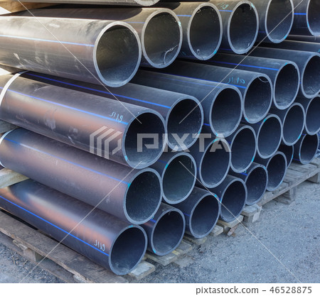 Plastic pipes in stock of finished products  46528875
