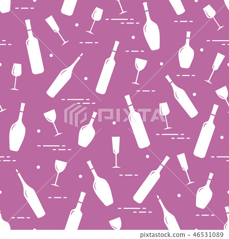 Pattern of wine glasses and bottles of wine 46531089