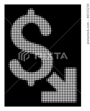 White Halftone Dollar Decrease Icon White Halftone Dollar Decrease Icon 46533230