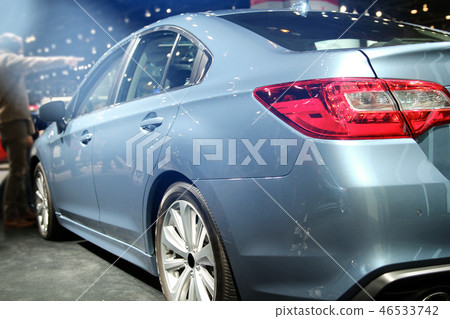 Modern blue car. Auto show 46533742