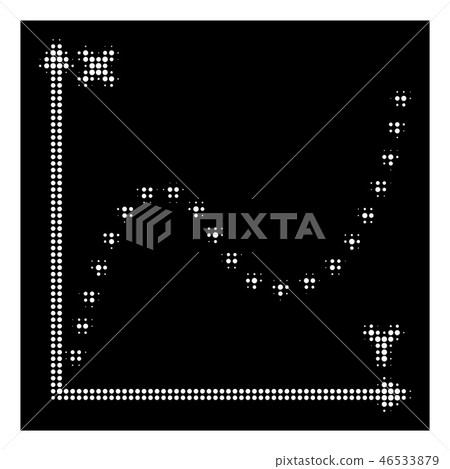 White Halftone Dotted Function Graph Icon - Stock Illustration ...