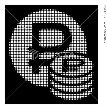 White Halftone Rouble Coins Icon 46534509