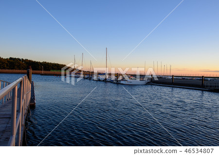 Sunset at Inage Yacht Harbor 46534807
