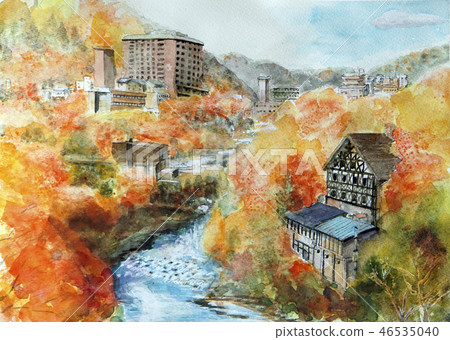 北海道定山溪溫泉是札幌郊區的一個溫泉小鎮，以其美麗的秋葉而聞名。 46535040