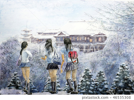 清水寺高中女孩京都觀光學校旅行 清水寺高中女孩京都觀光學校旅行 46535308