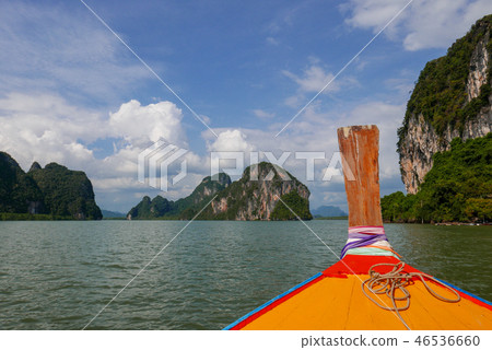 Tropical sea, sky  mountain in summer in Thailand 46536660