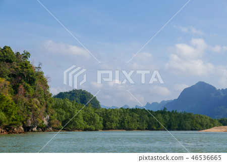 Tropical sea, sky mountain in summer in Thailand 46536665