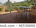 Outdoor table and chairs in bistro cafe in daytime 46536666