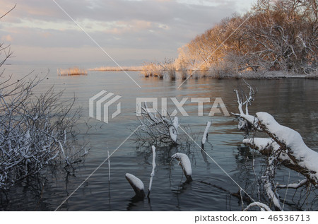 Winter scenery of Lake Biwa Winter scenery of Lake Biwa 46536713