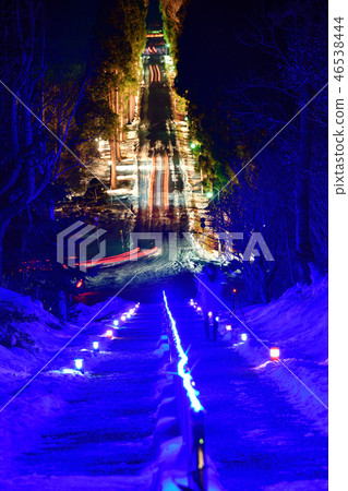 Taking a picture of Christmas light-up at Trappist boy's abbey in Hokuto city, Hokkaido 46538444