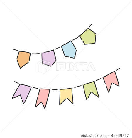 Vector illustration of colorful party flags isolated on white background. 46539717