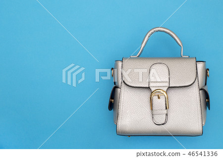 Silver Women's handbag on a blue background 46541336