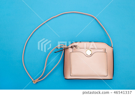 Pink Women's handbag on a blue background 46541337