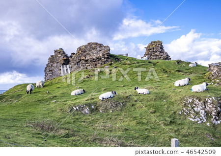The ruins of Duntulm Castle, Isle of Skye - Scotland The ruins of Duntulm Castle, Isle of Skye - Scotland 46542509