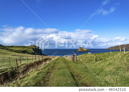 The Tulm Island, Duntulm Bay and the castle ruins on the Isle of Skye - Scotland 46542520