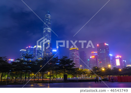 Shenzhen city Futian District night view 46543749