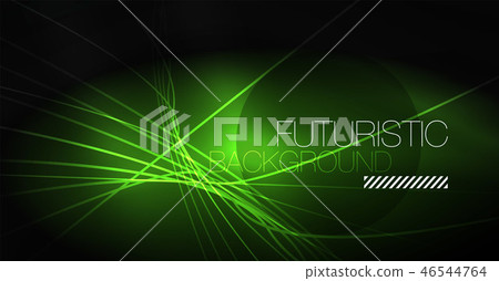 Digital technology abstract background - neon geometric design. Abstract glowing lines. Colorful 46544764