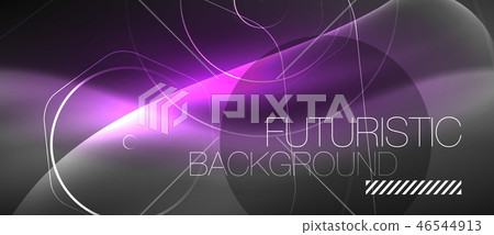 Black and glowing color lines neon design, magin techno template background 46544913