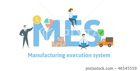 MES, Manufacturing execution system. Concept with keywords, letters and icons. Flat vector MES, Manufacturing execution system. Concept with keywords, letters and icons. Flat vector 46545559