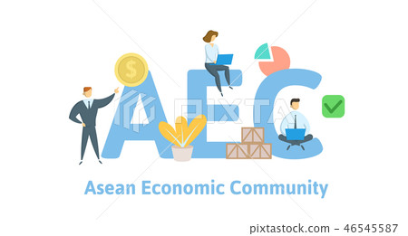 AEC, Asean Economics Community. Concept with keywords, letters and icons. Flat vector illustration AEC, Asean Economics Community. Concept with keywords, letters and icons. Flat vector illustration 46545587