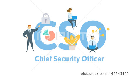 CSO, Chief Security Officer. Concept with keywords, letters, and icons. Flat vector illustration 46545593