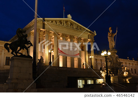 Austrian Vienna Parliament Building at night 46546142