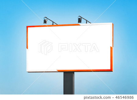 Blank horizontal billboard against a blue sky. Blank horizontal billboard against a blue sky. 46546986