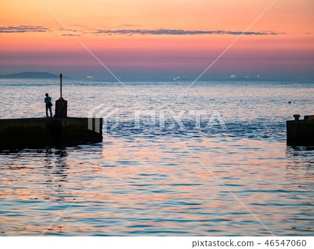 port in sunset 46547060