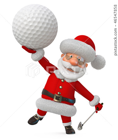 3d illustration Santa Claus golfer 46547858