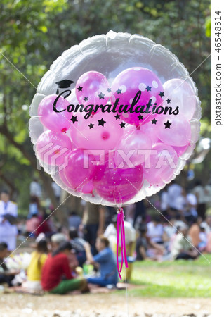 Floating balloon in university .Congratulations. Floating balloon in university .Congratulations. 46548314