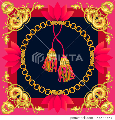Silk scarf with baroque and oriental motifs. 46548565