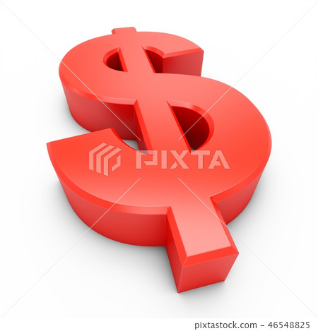 3D Rendering Red Dollar Sign isolated on white - Stock Illustration ...