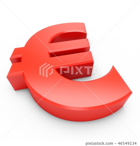 3D Rendering Red Euro Sign isolated on white 46549134