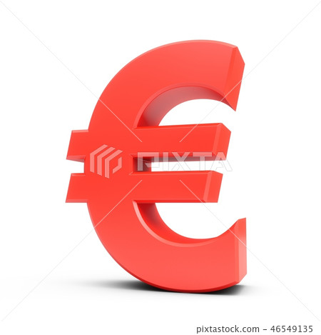 3D Rendering Red Euro Sign isolated on white 46549135