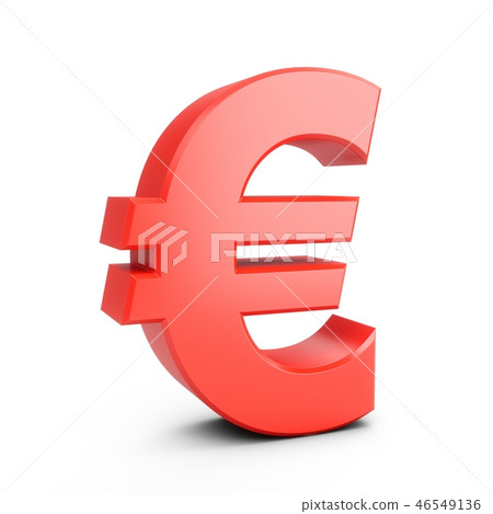 3D Rendering Red Euro Sign isolated on white 46549136