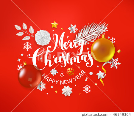 Merry Christmas and Happy New year vector card 46549304