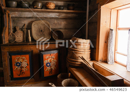 fragment of the interior of an old peasant hut fragment of the interior of an old peasant hut 46549623