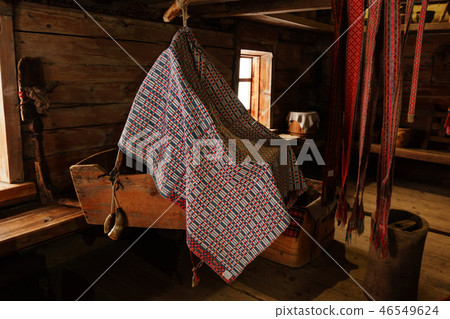 fragment of the interior of an old peasant hut 46549624