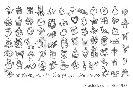 Winter holidays doodle elements vector set Winter holidays doodle elements vector set 46549823