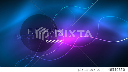 Glowing abstract wave on dark, shiny motion, Christmas and New Year magic space light. Techno Glowing abstract wave on dark, shiny motion, Christmas and New Year magic space light. Techno 46550850