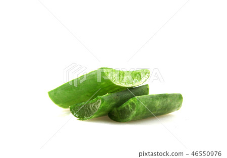 Close-Up Of Aloe Vera Slice On White Background 46550976