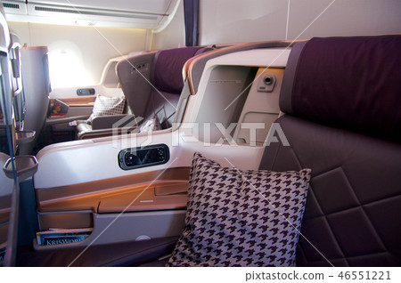 SINGAPORE - JULY 22, 2016: Business Class seat in the Airbus A350 46551221