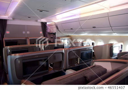 SINGAPORE - JULY 22, 2016: Business Class cabin in the Airbus A350 46551407