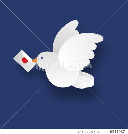 White dove on a blue background in the style White dove on a blue background in the style 46551987