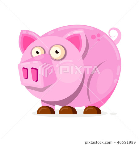 Little pink pig in cartoon style. Little pink pig in cartoon style. 46551989