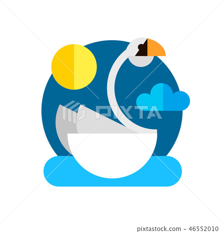 Swan floating in the water in the style of flat. Swan floating in the water in the style of flat. 46552010