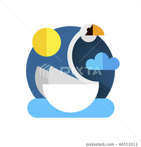 Swan floating in the water in the style of flat. Swan floating in the water in the style of flat. 46552011