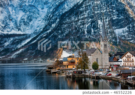 Winter View of Hallstatt,Alps, Austria. Winter View of Hallstatt,Alps, Austria. 46552226