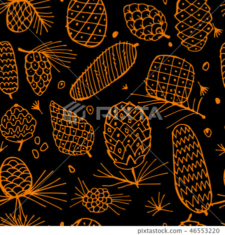 Cedar cones, seamless pattern for your design 46553220