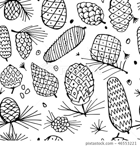 Cedar cones, seamless pattern for your design 46553221